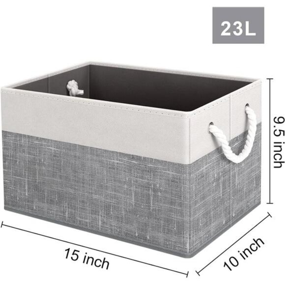 Foldable Storage Bins Set of 3 Large Fabric Organizer Baskets with Handles - Picture 3 of 8